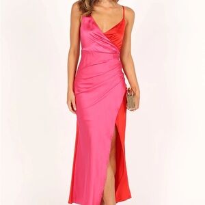Vibrant Pink and Red Maxi Dress